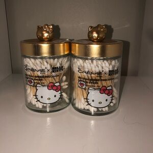 🌸 2 Hello Kitty Glass Jars with Gold Lids